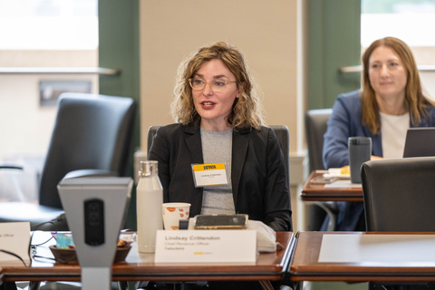 Board member Lindsay Crittendon speaks during the meeting.